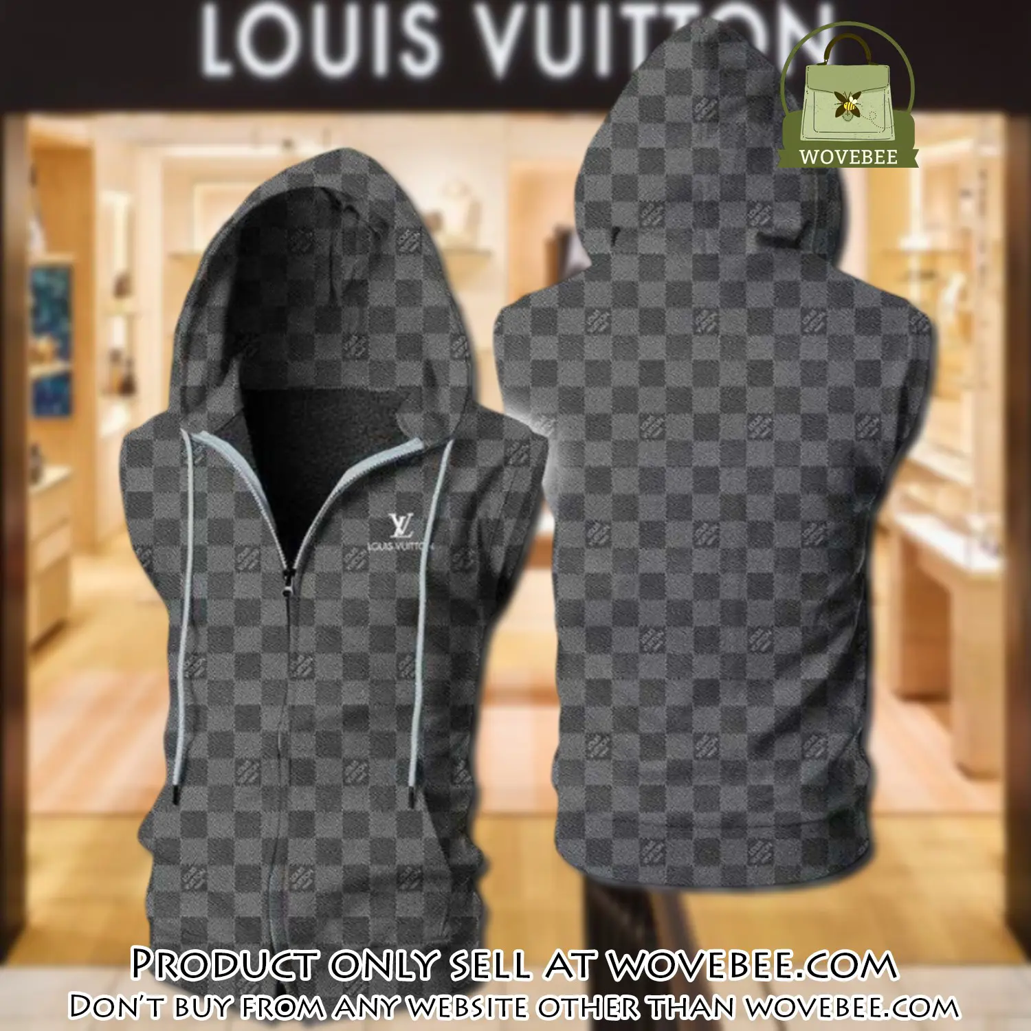 Louis vuitton grey unisex sleeveless zip up hoodie luxury for men women szh016 wvb0525526